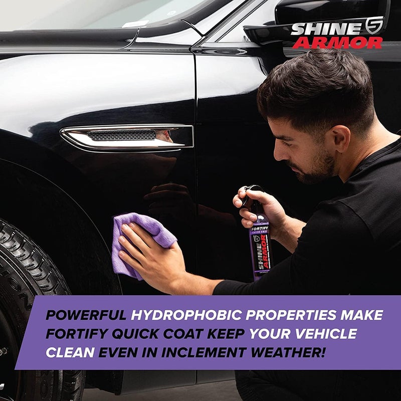 SHINE ARMOR Car Wax Spray and Ceramic Coating for Cars - 3 in One Waterless Car Wash and Detailing for Maximum Shine - High Gloss Top Coat, Protective Auto Wax - 16FlOz by - Image 5